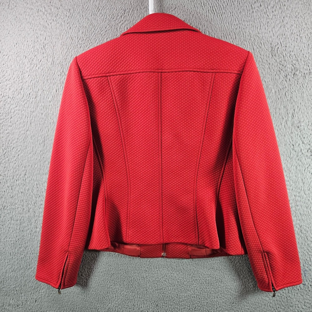 Talbots Petites Red Quilted Zip Front Blazer Jacket Women's Size 14 - Picture 7 of 13
